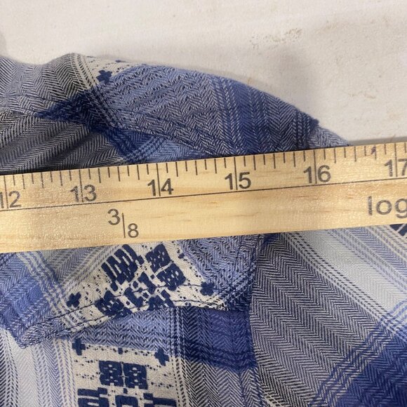 American Eagle Outfitters Snap Button Shirt Womens L Boyfriend Fit Plaid Blue We - Picture 6 of 10